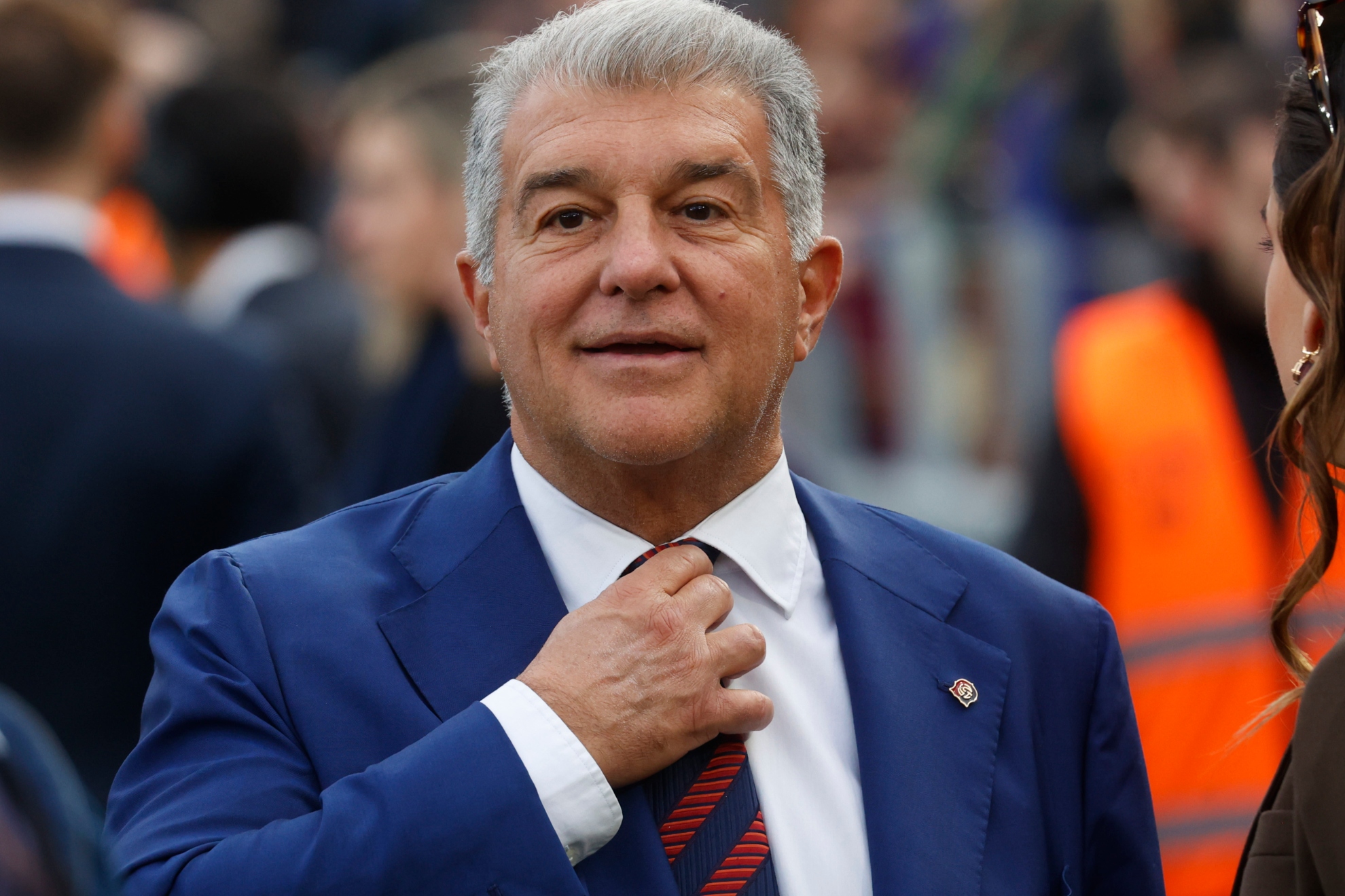 Joan Laporta, en el partido de este sábado.