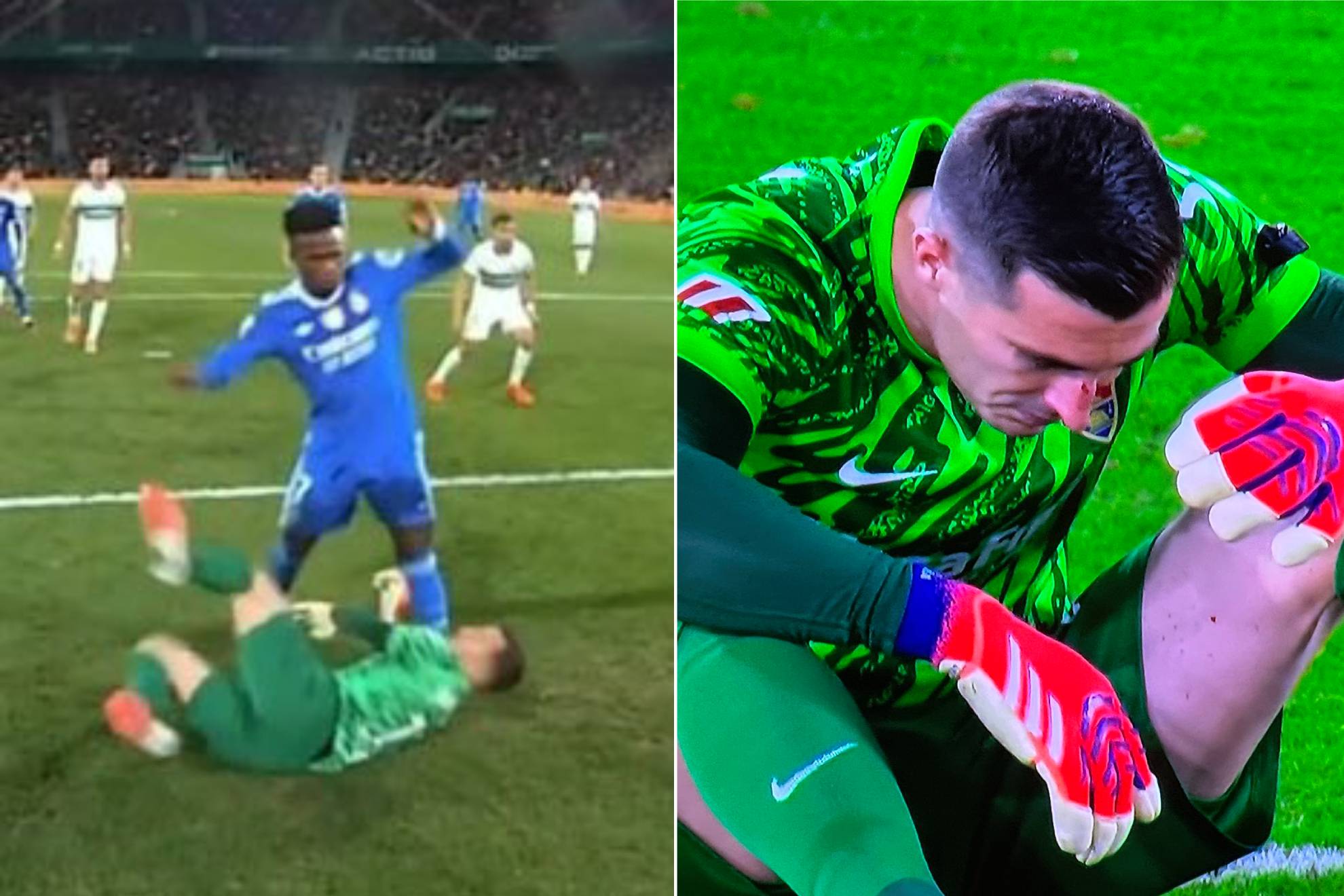 Iñaki Peña tras el golpe con Vini.