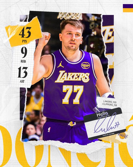 Luka Doncic scores 43 points to surpass Magic Johnson in the Lakers