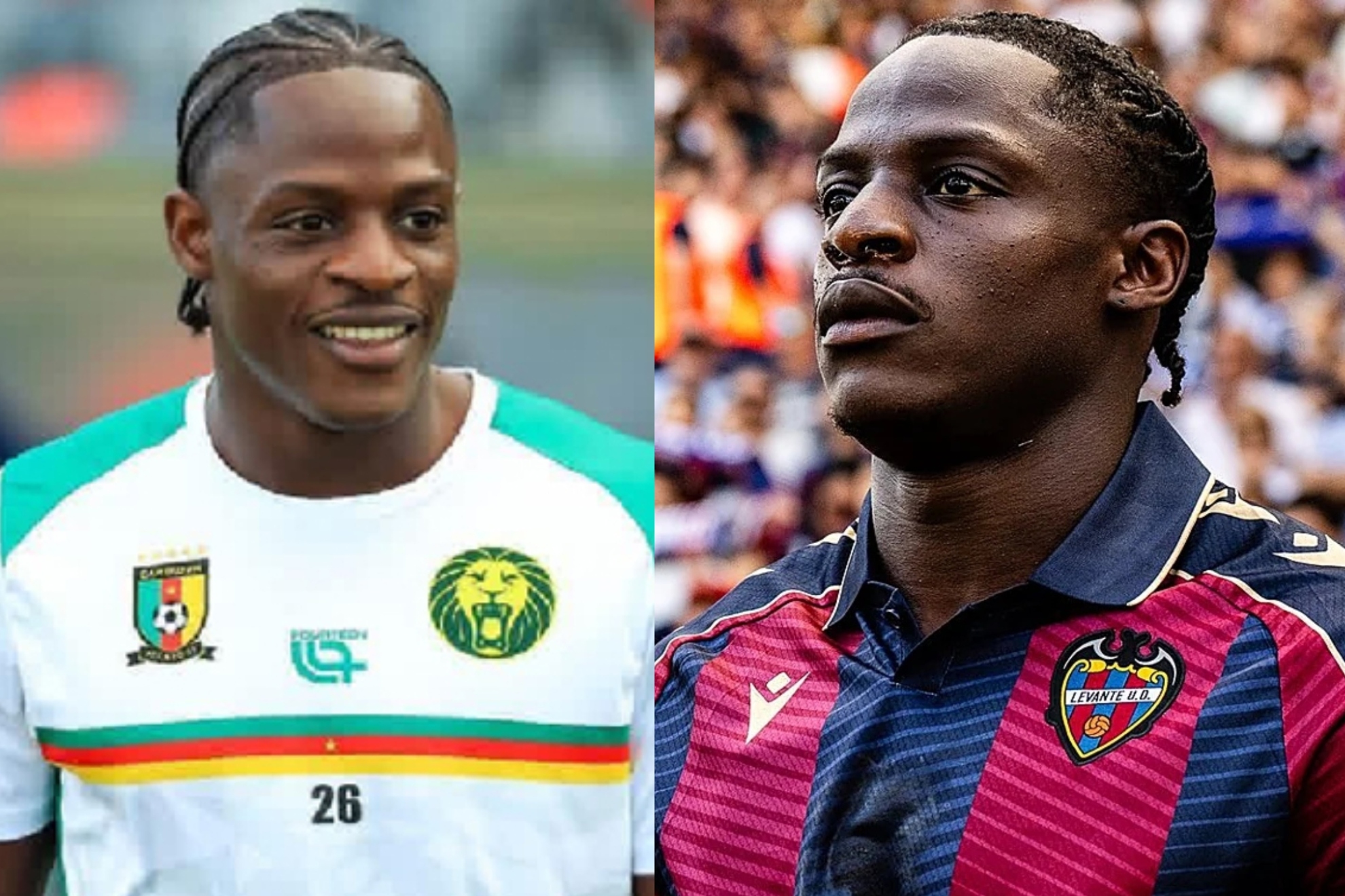 Etta Eyong con Camerún y con el Levante.