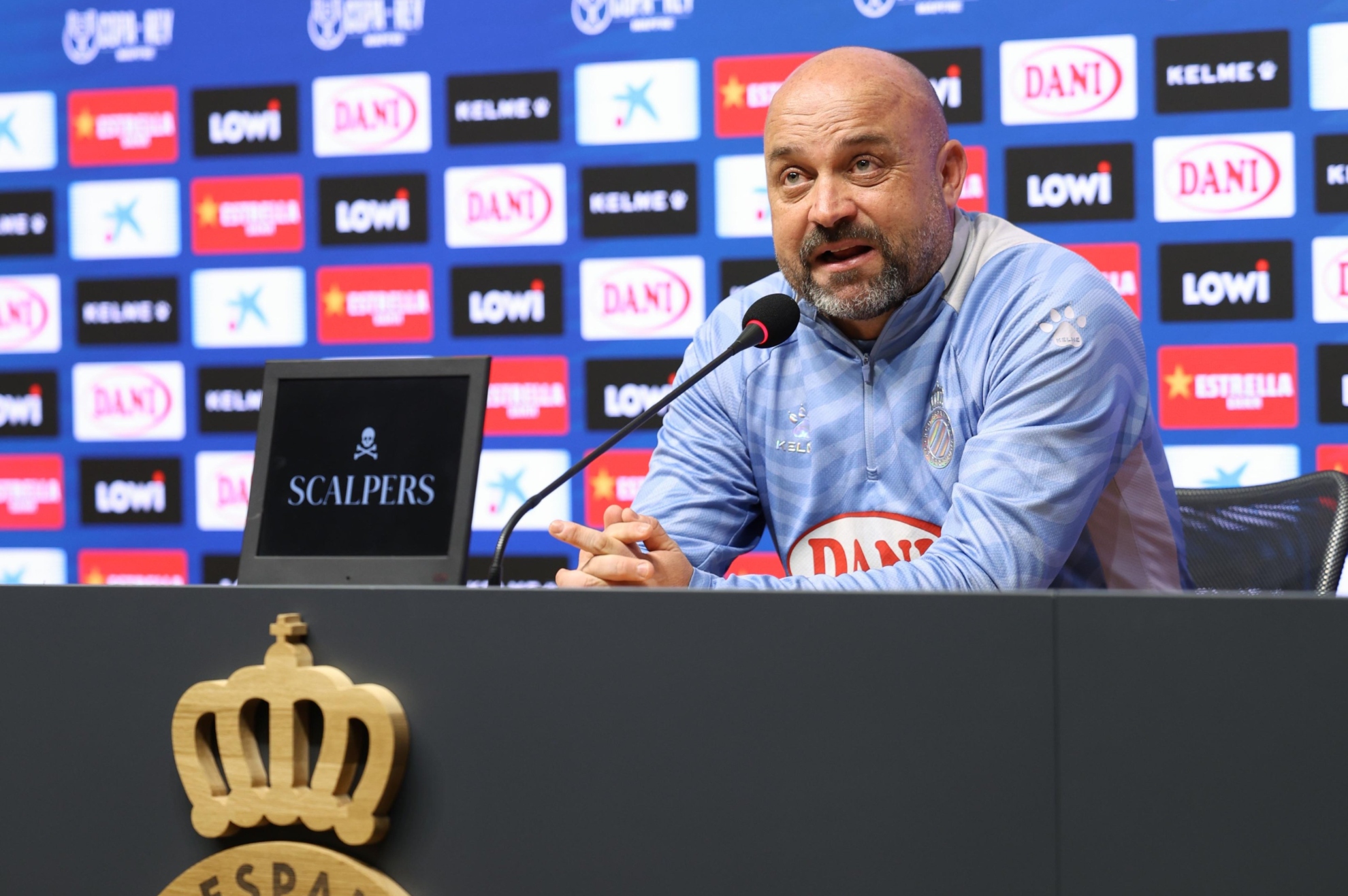Manolo González en la rueda de prensa previa del Atlético Baleares-Espanyol