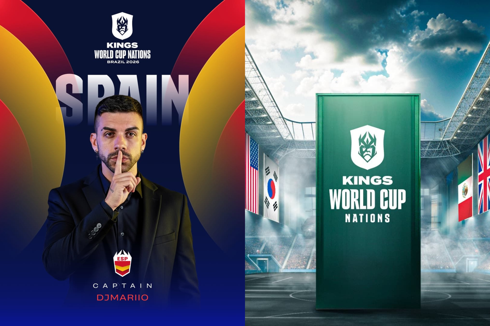 DjMaRiiO y una imagen promocional de la Kings World Cup Nations