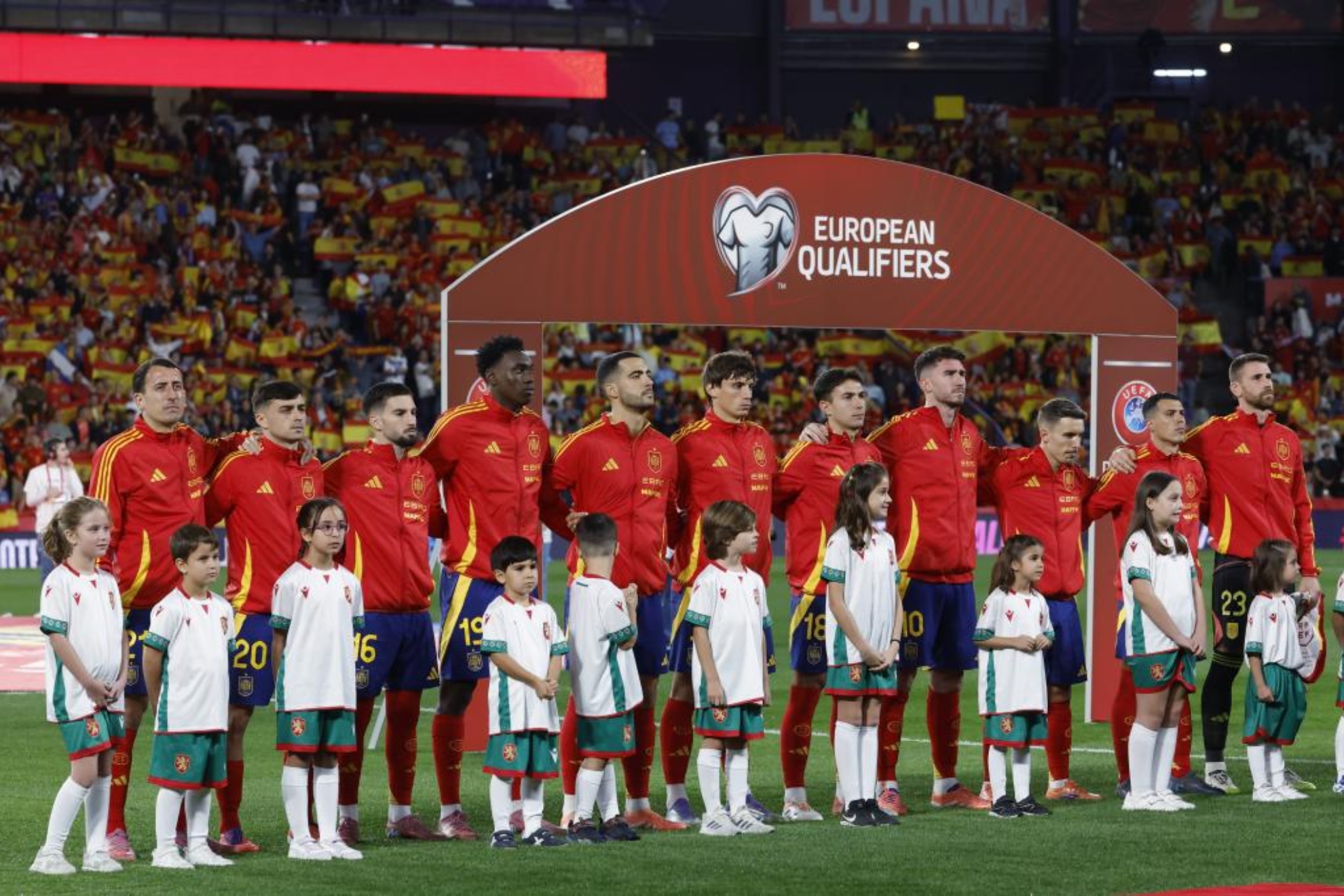La selección española, en un encuentro de clasificación para la cita mundialista.