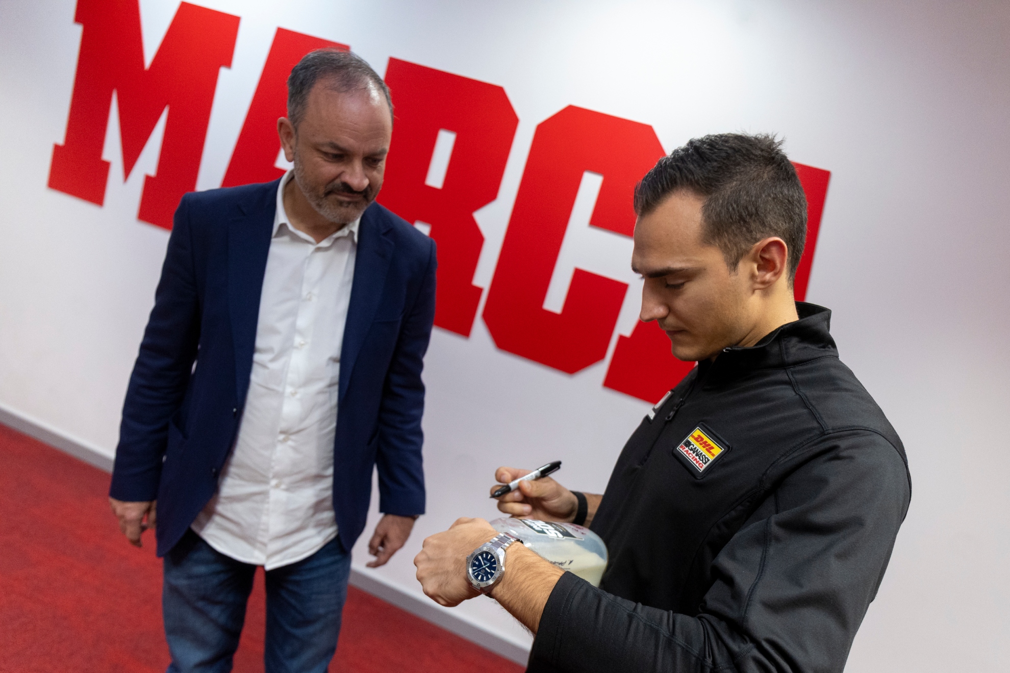 Palou, con el subdirector de MARCA, Emilio Contreras