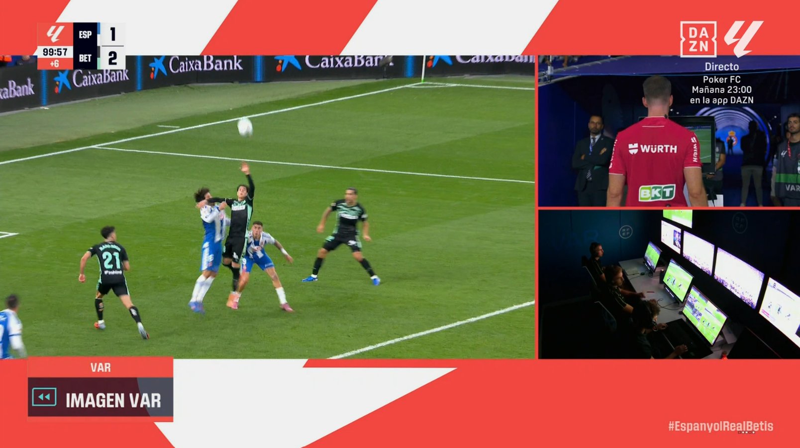 Penalti señalado a Valentín Gómez ante el Espanyol