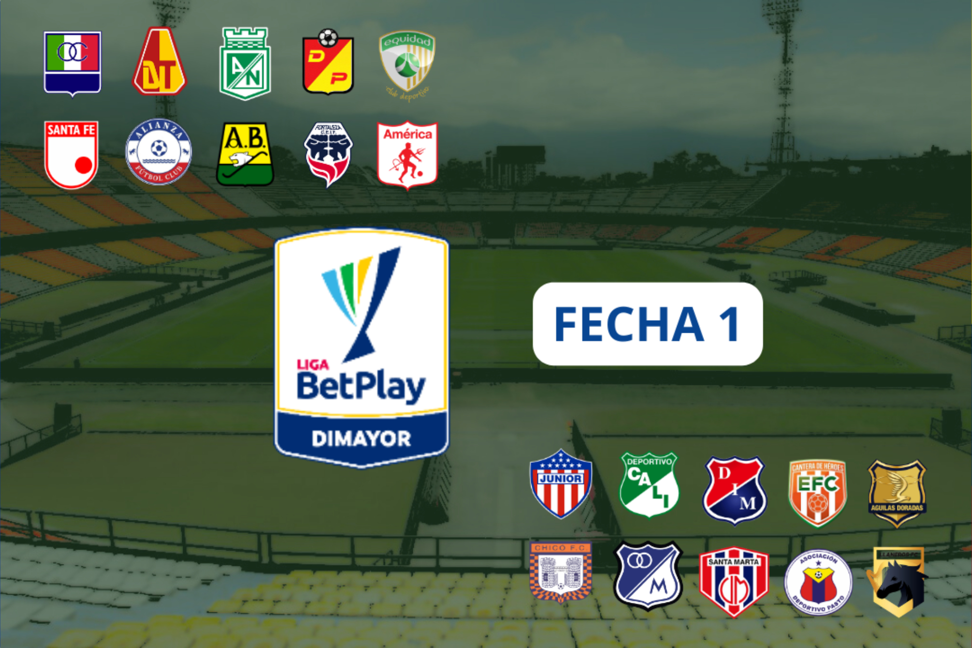 Fecha 1 Liga BetPlay 1-2022 - Tabla de posiciones, descenso, días y horas de partidos