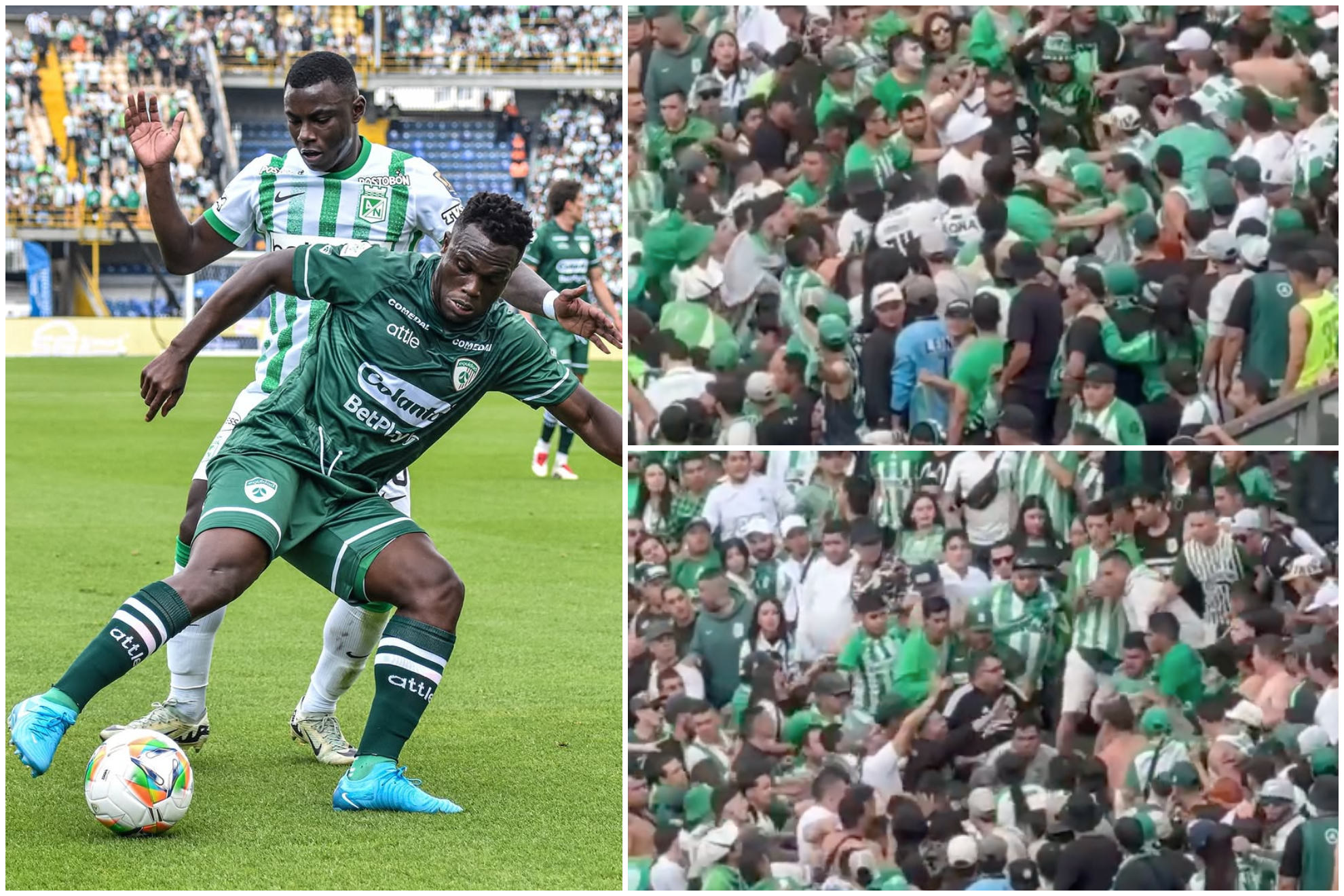 Pelea en El Campín entre la misma 'barra brava' de Atlético Nacional