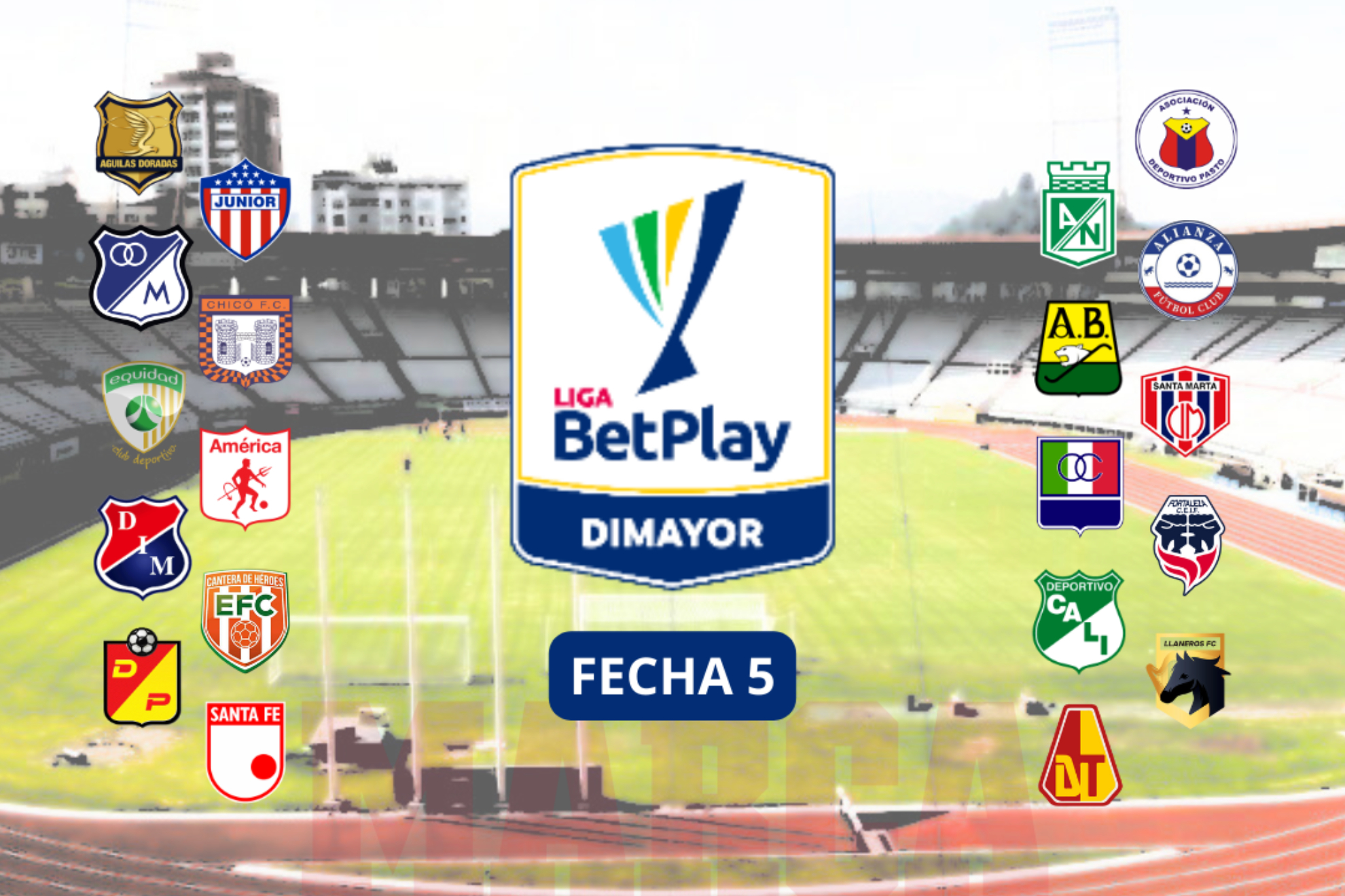 Fecha 5 Liga BetPlay 1-2022 - Tabla de posiciones, descenso, días y horas de partidos