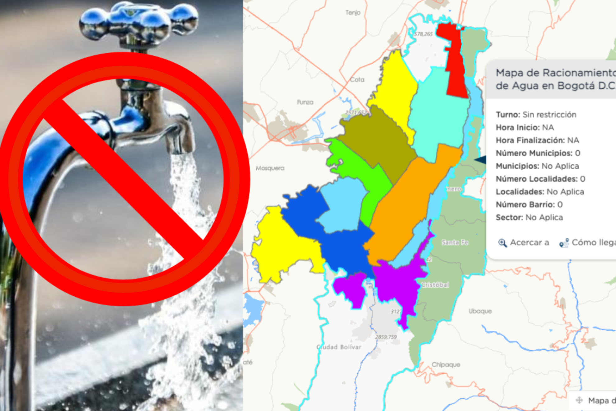 Nuevos turnos de racionamiento y cortes de agua en Bogotá, fin febrero y marzo del año 2025
