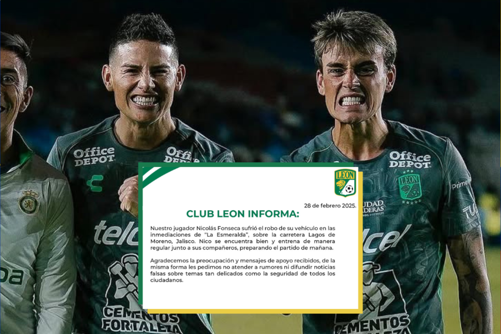 Respuesta del León a rumores después del secuestro a Nicolás Fonseca en México