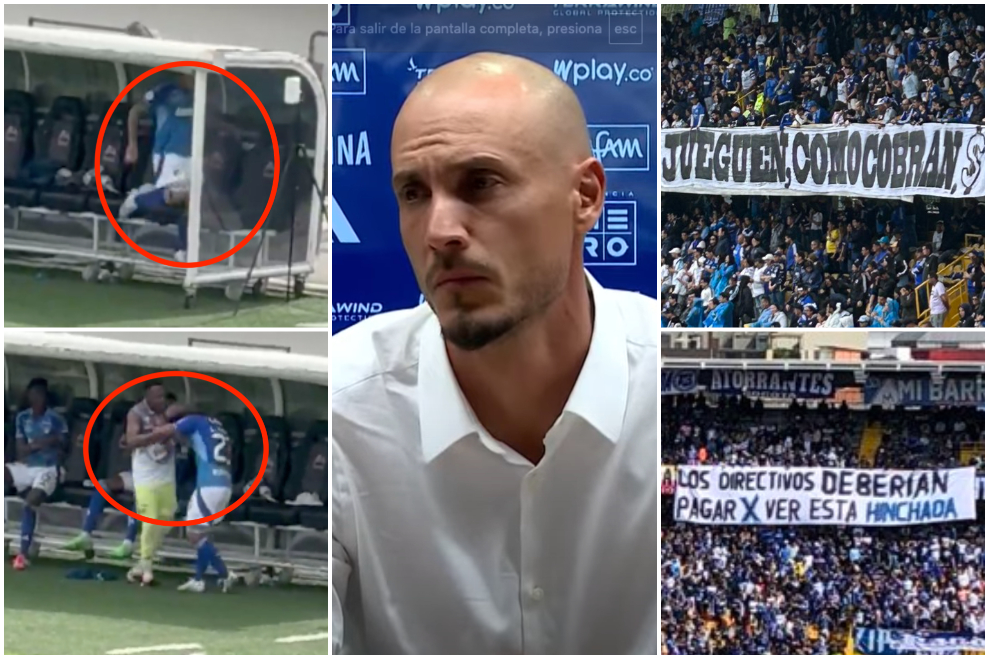 Hinchas y Leonardo Castro estallan durante Millonarios vs. Águilas Doradas contra directivos y David González