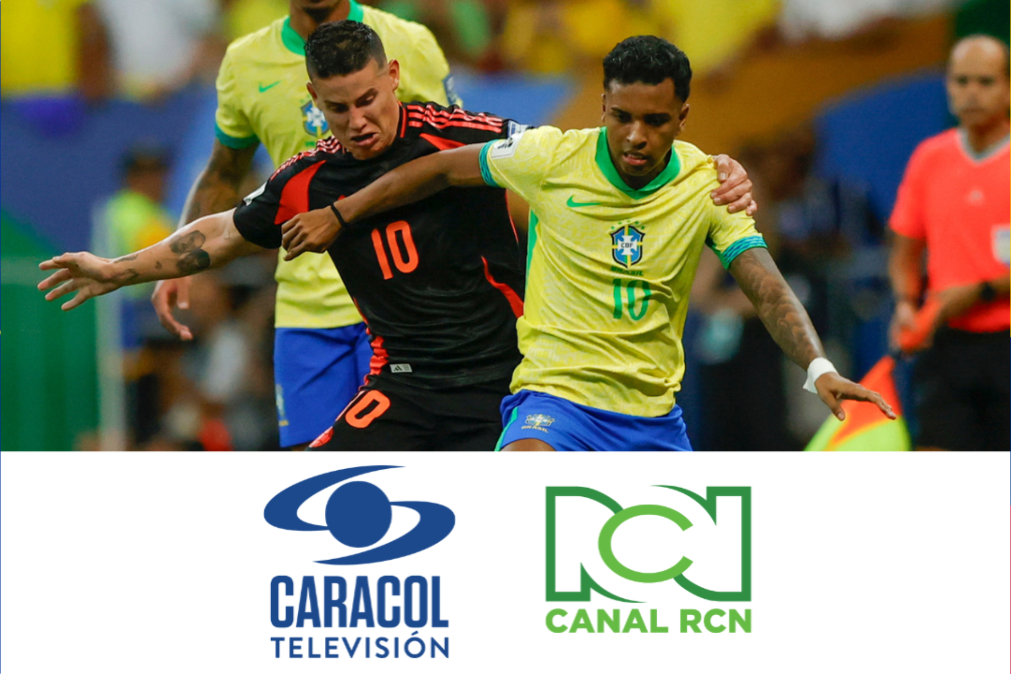 Rating Brasil vs. Colombia por Eliminatorias al Mundial 2026 entre Canal RCN y Caracol Televisión