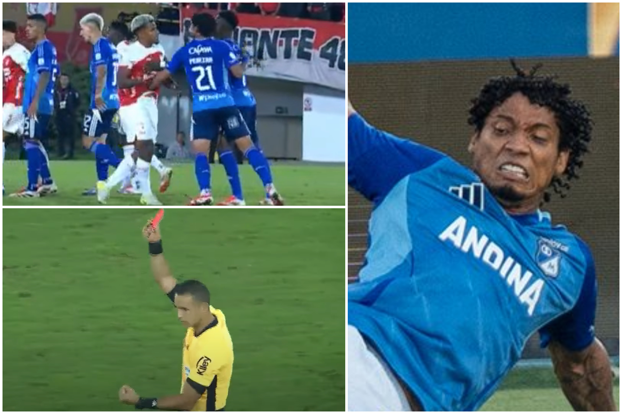 Juan carlos Pereira fue expulsado en Santa Fe vs. Millonarios y habló de todo en zona mixta
