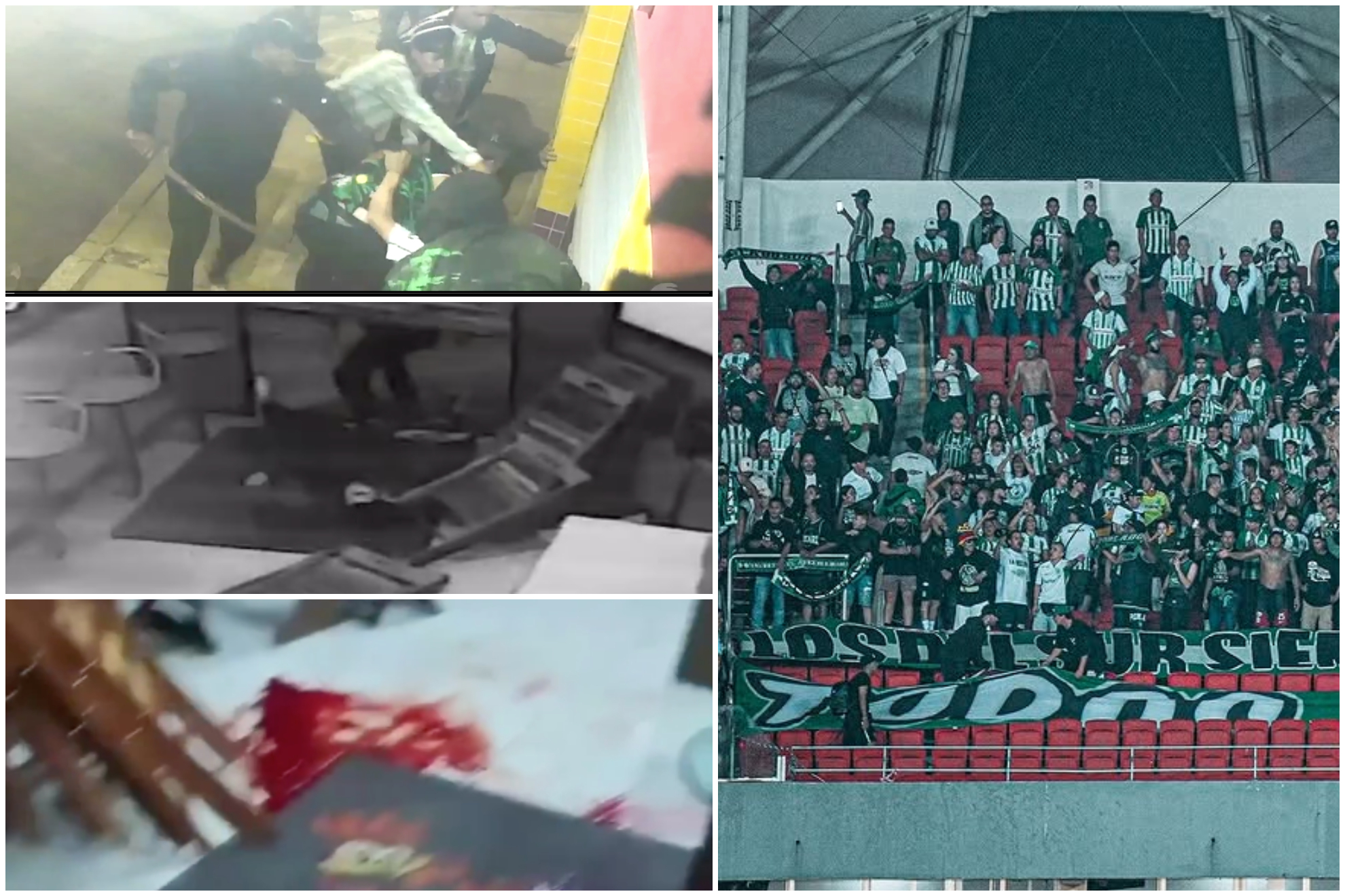 Pruebas y videos de peleas y ataques entre hinchas de Nacional, después de jugar con Inter de Porto Alegre