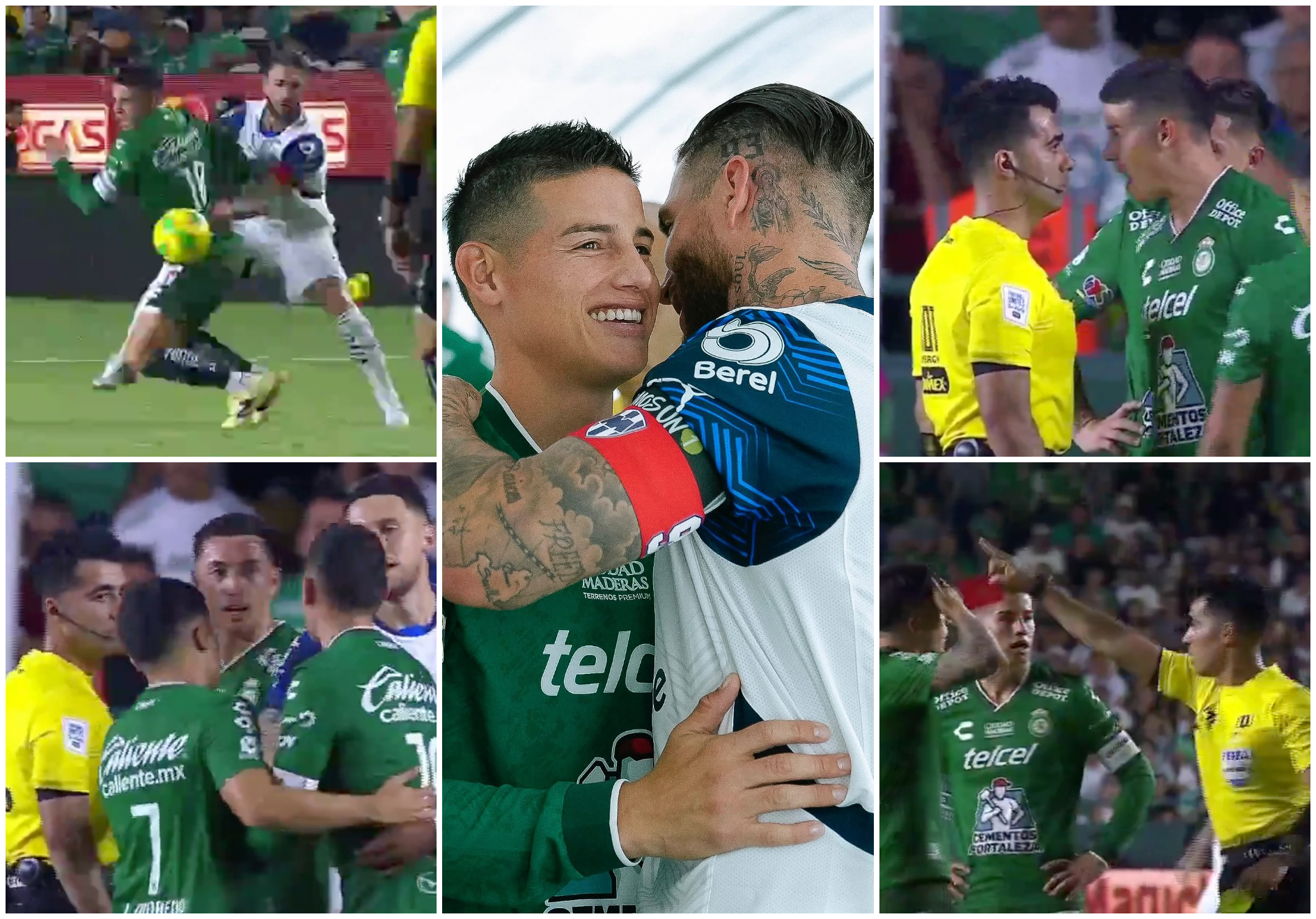 Expulsión de James Roríguez, después de falta de Sergio Ramos, en León vs. Monterrey
