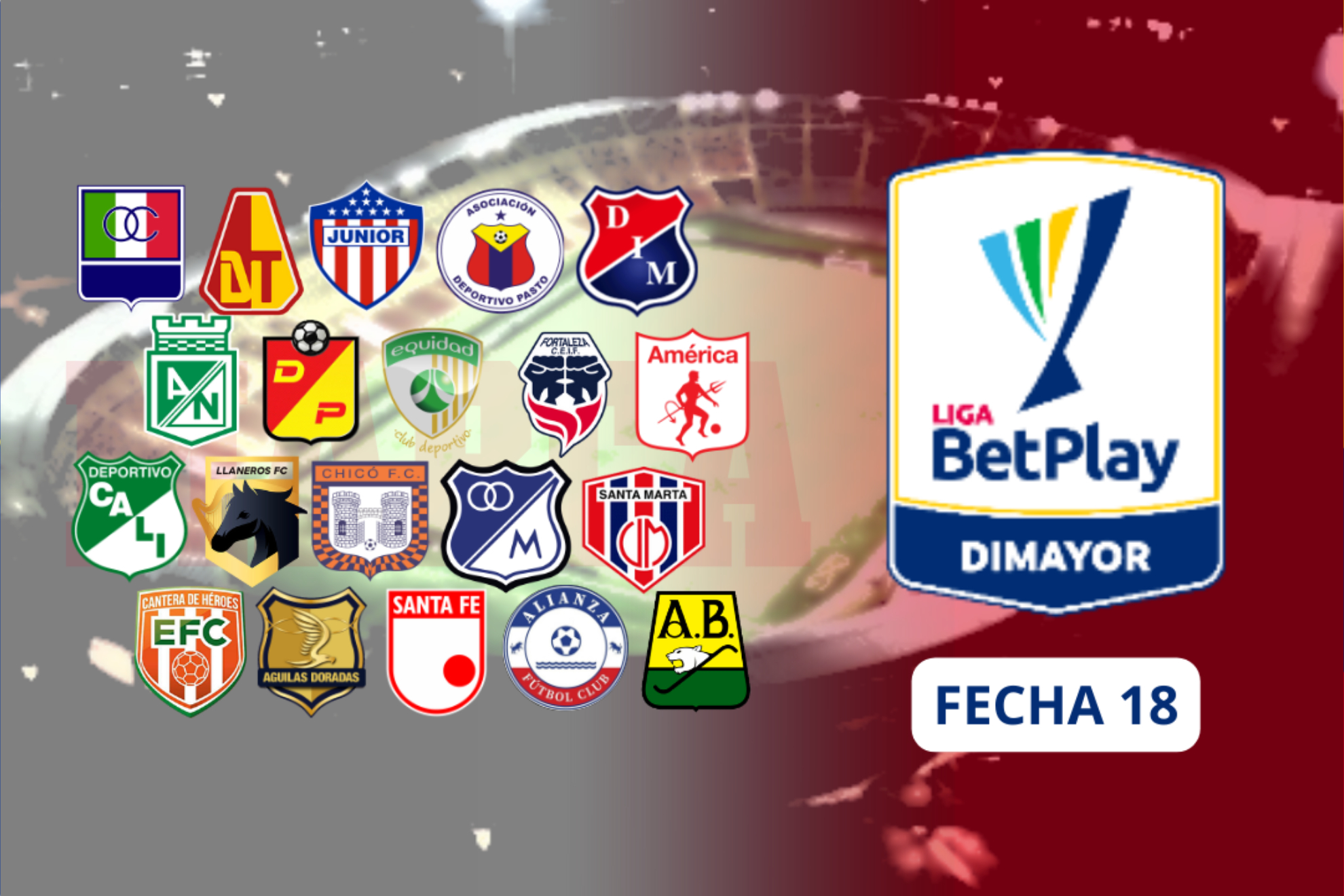Fecha 18 Liga BetPlay 1-2022 - Tabla de posiciones, descenso, días y horas de partidos