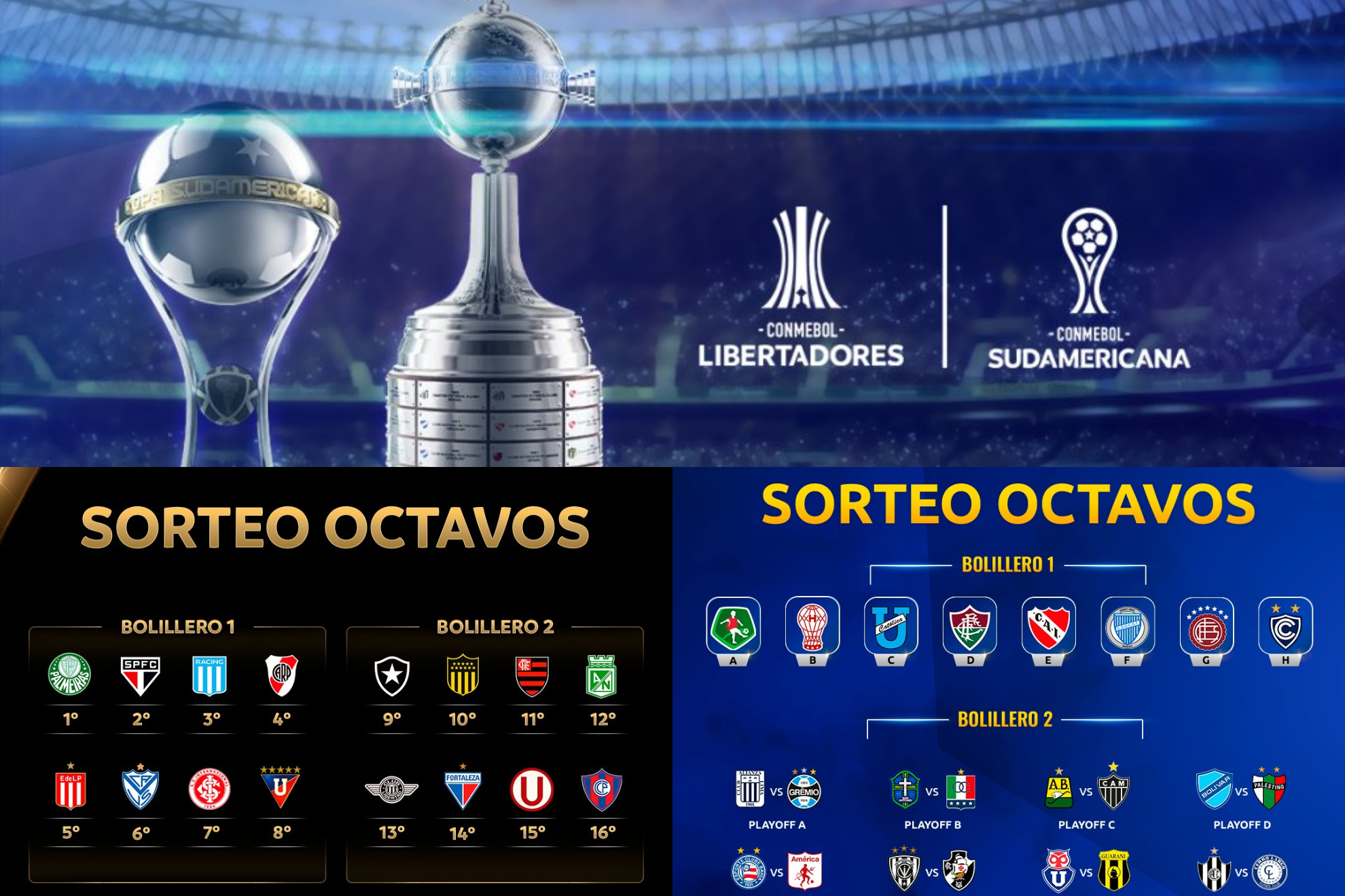 Ver los sorteos de octavos y repcechaje de Copa Libertadores 2025 y Copa Sudamericana 2025