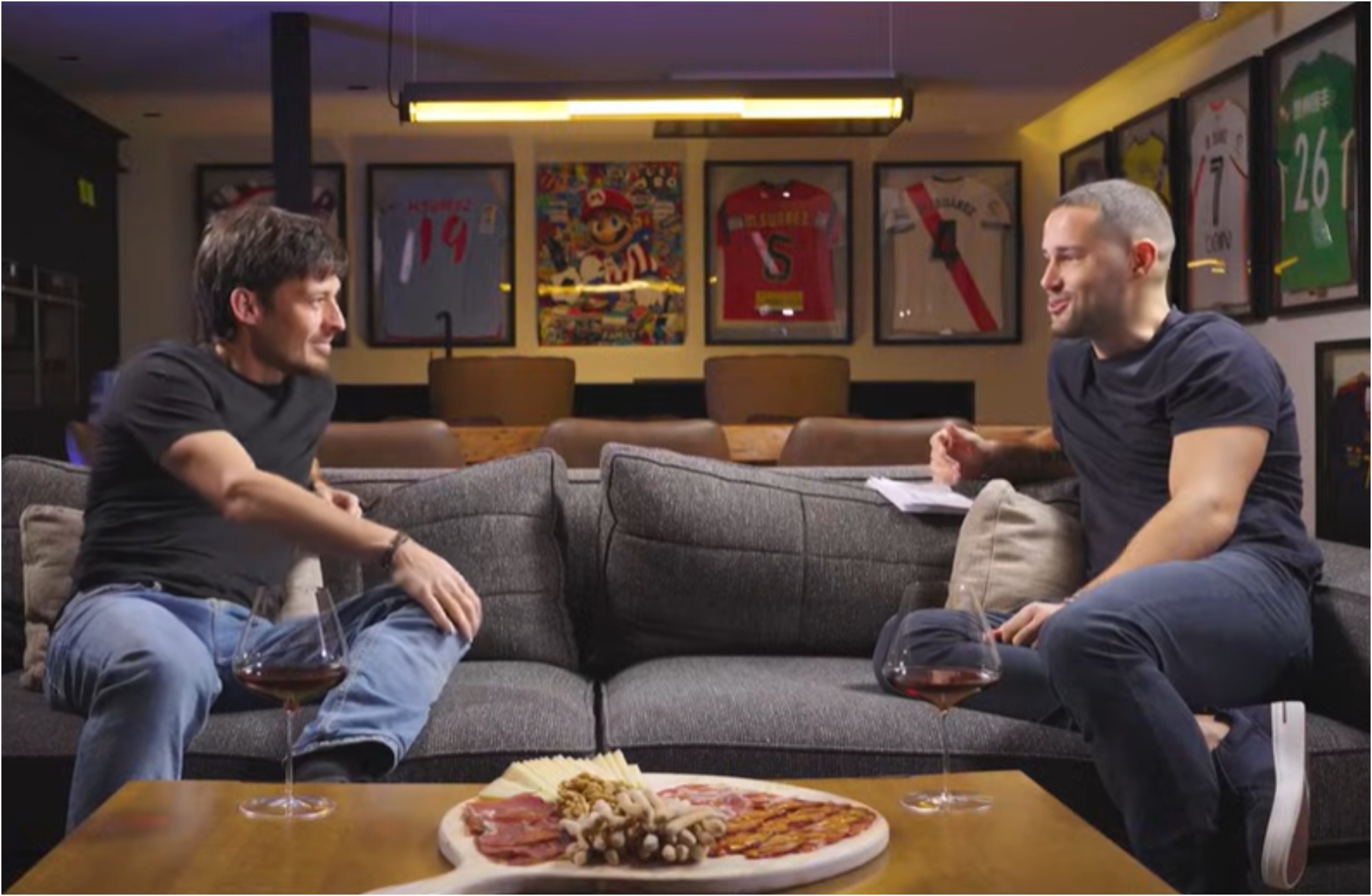 David Silva y Mario Suárez, durante la entrevista