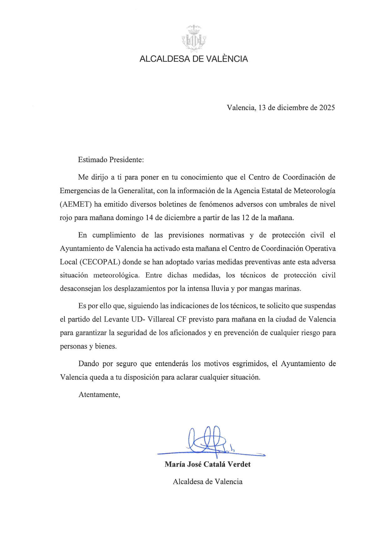 Levante – Villarreal è in pericolo a causa dell’allerta rossa nella provincia di Valencia Levante – Villarreal è in pericolo a causa dell’allerta rossa nella provincia di Valencia