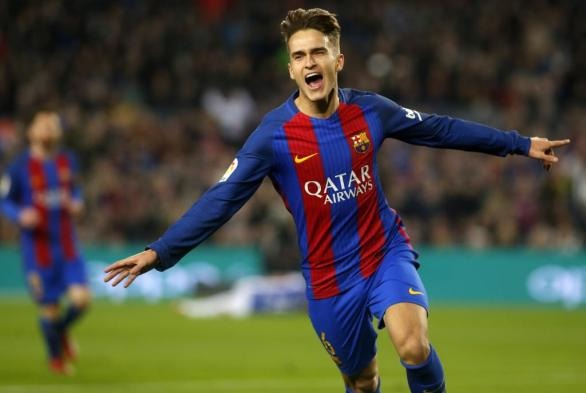 Denis Suárez celebra un gol con el Barcelona.