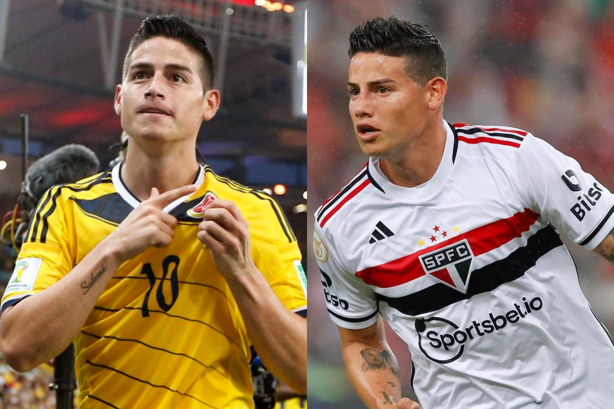 James Rodríguez en el Maracaná con Colombia y con São Paulo