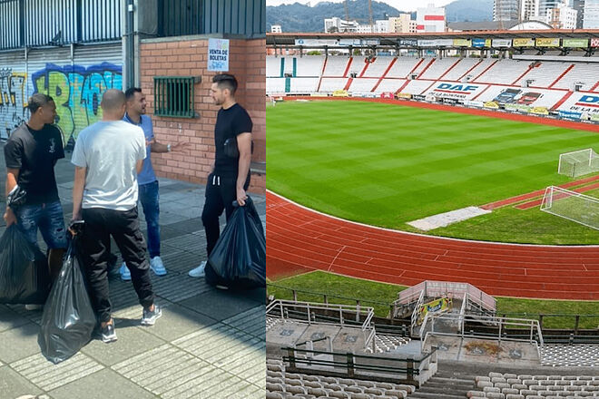 En Once Caldas echaron jugadores y salieron con sus cosas en bolsas de basura