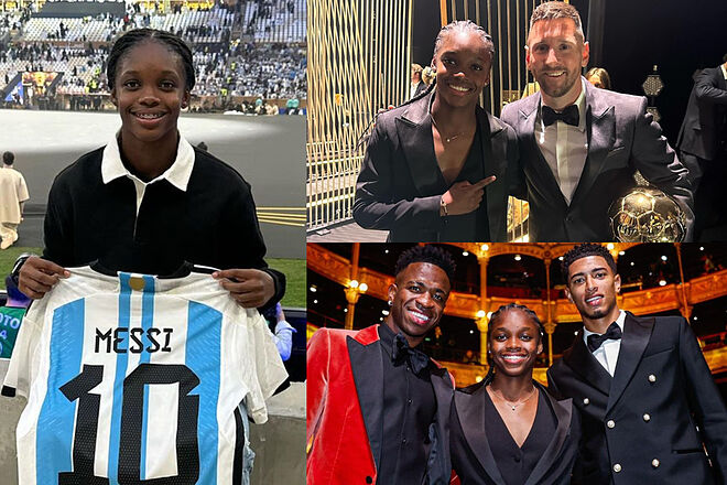 Linda Caicedo, feliz en el 'Balón de Oro' con Messi, muchos la felicitaron por su noveno lugar (Instagram: Linda Caicedo)