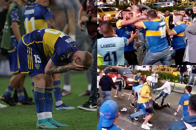 Colombianos hinchas de Boca Juniors, a golpes en plena la calle por final de Copa Libertadores (EFE - 'X')