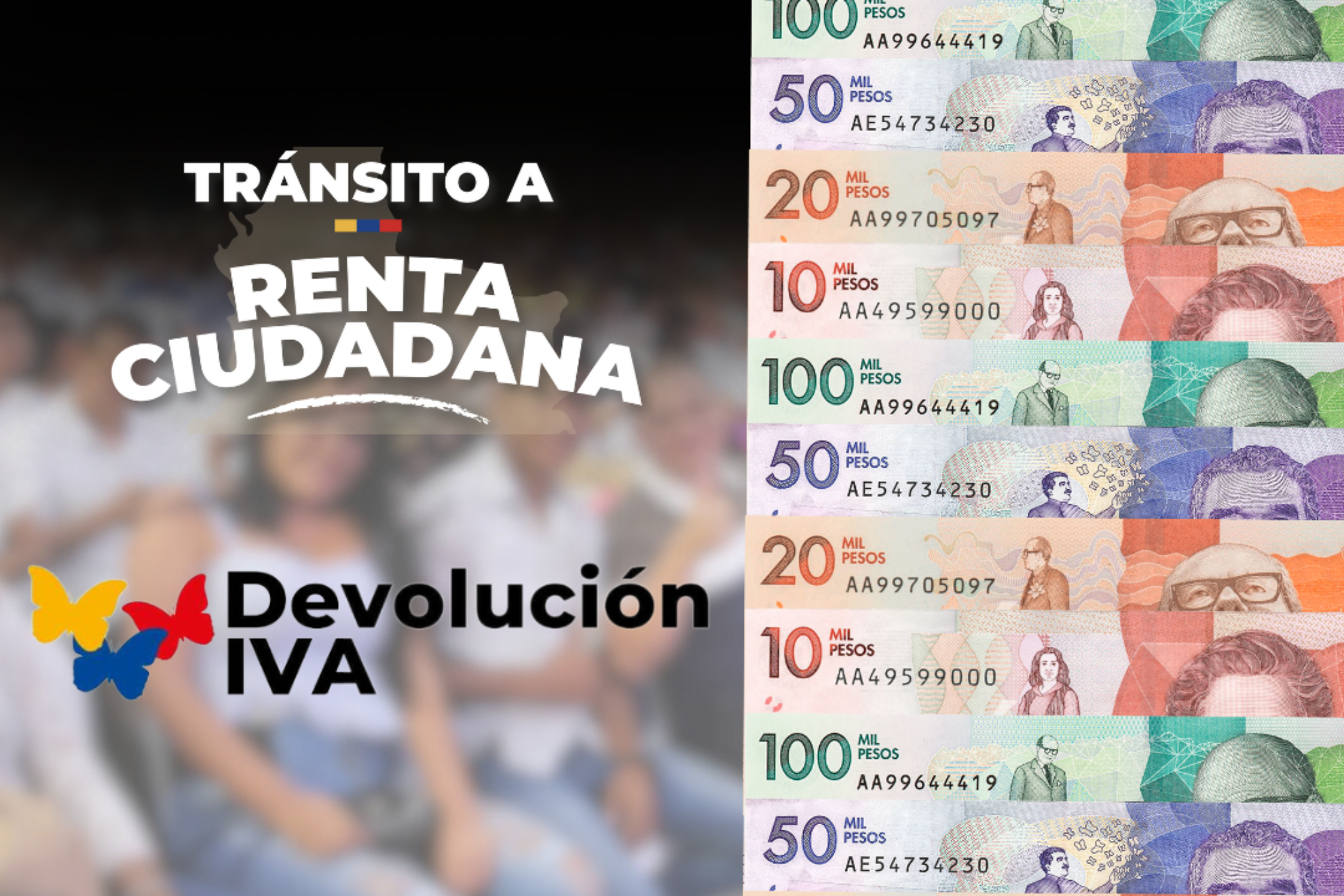 Advertencia de fraudecon Renta Ciudadana y Devolución del IVA en noviembre de 2023 (DPS - Banco de la República - Marca)