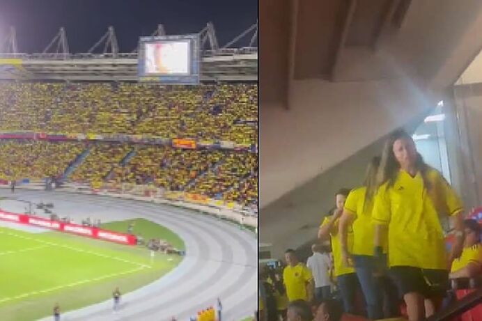 El Metropolitano cantó en contra de Gustavo Petro en el partido de Colombia vs. Brasil.