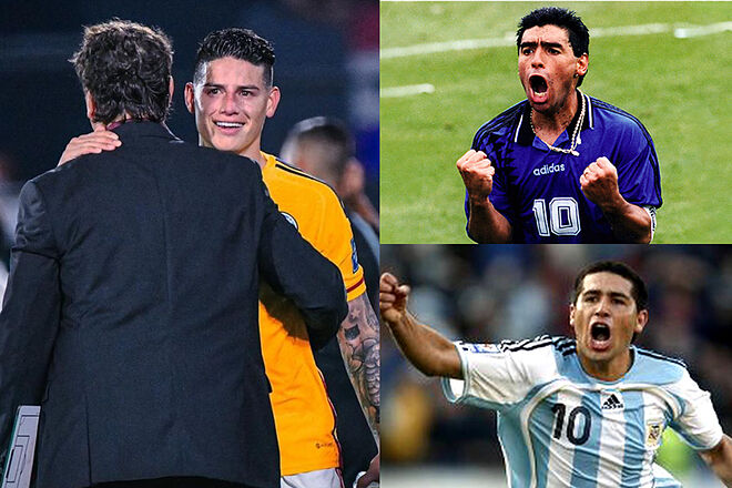 Regreso de James a Selección Colombia, como Maradona y Riquelme con Argentina ('X': Selección Colombia, Selección Argentina)