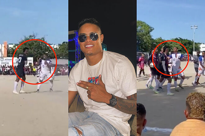 Pelea de Luis Sandoval durante partido aficionado en Barranquilla ('X' - Instagram: Luis Sandoval)