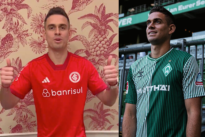 Santos Borré fue presentado en Internacional de Porto Alegre, hay moelstia en Werder Bremen ('X': Internacional, Werder Bremen)