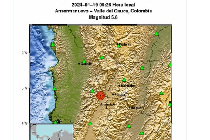 Sismo de magnitud 5.6 afectó intensamente a Colombia este viernes 19 de enero.