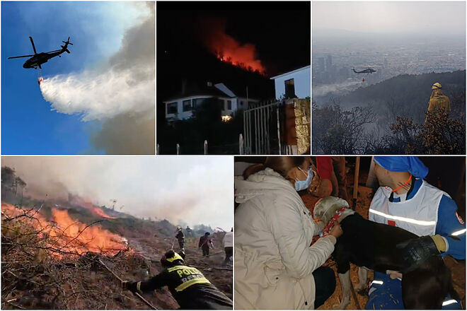 Incendios forestales en Bogotá y Sopó ('X': @Bogota, @pablogo1998, @BomberosBogota, @UNGRD, @cruzrojabogota)