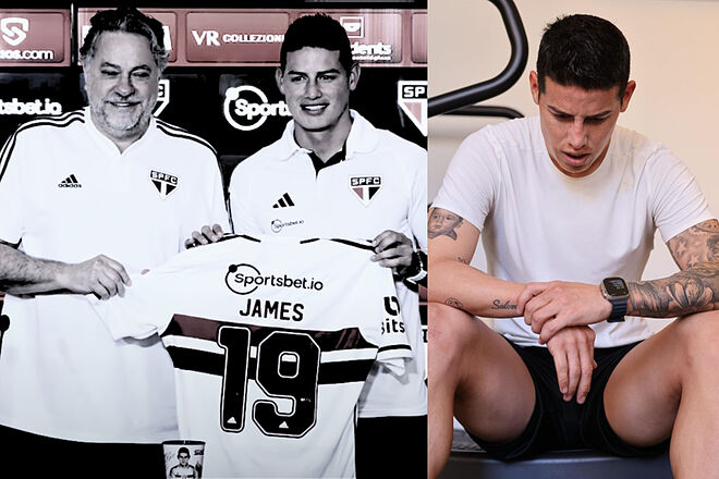 James Rodríguez no quiso viajar a la Supercopa de Brasil 2024 (YouTube: Sao Paulo, Instagram: James Rodríguez)