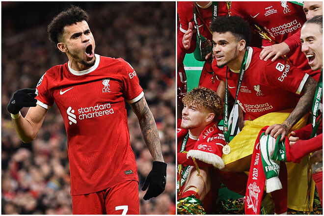 Luis Díaz, campeón de Copa de Liga de Inglaterra 2023-24 con Liverpool (EFE)
