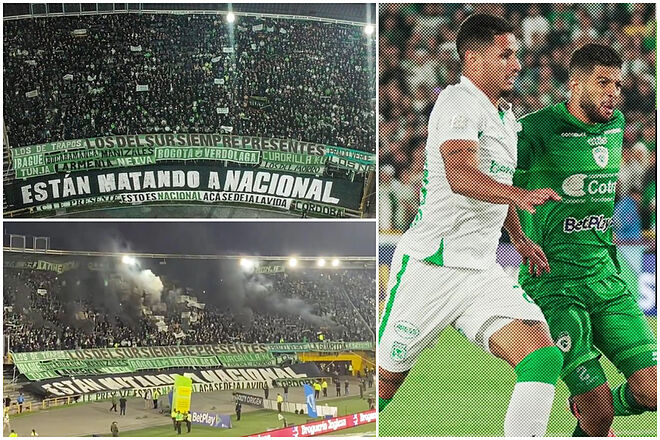 Protestas de hinchas de Nacioanl en derrota con La Equidad en El Campín ('X': Nacional es Pasión, Alejandro Calle - Instagram: Nacional)