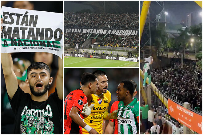 Nacional quedó eliminado de Copa Libertadores 2024 y hubo molestia de hinchas y 'barra brava' (EFE - 'X': @juanchoserrano_)