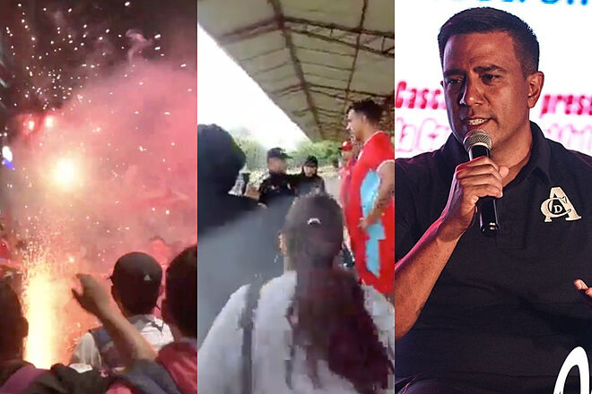 César Farías 'apretado' por la 'barra brava' del América de cali por mala campaña en 2024 ('X': América de Cali - @Pacho Gloria)