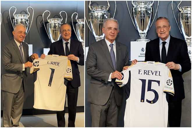 Reacciones por la visita de Álvaro Uribe al Real Madrid y al Santiago Bernabéu ('X': Centro Democrático - Real Madrid)