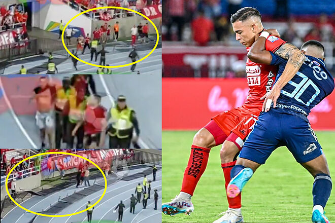 Incicentes durante América vs. Junior en el Pascual Guerrero ('X': Deporte Total Cali - Instagram: América)