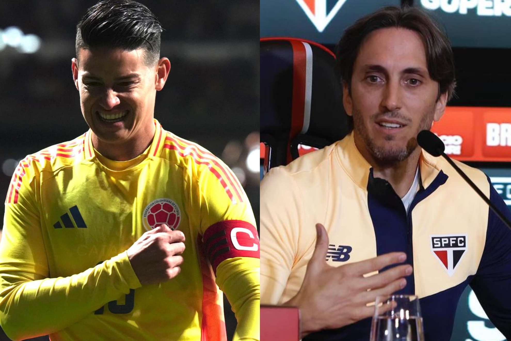 Primera rueda de prensa de Luiz Zubeldía en São Paulo hablando de James (Instagram: James Rodríguez, São Paulo)