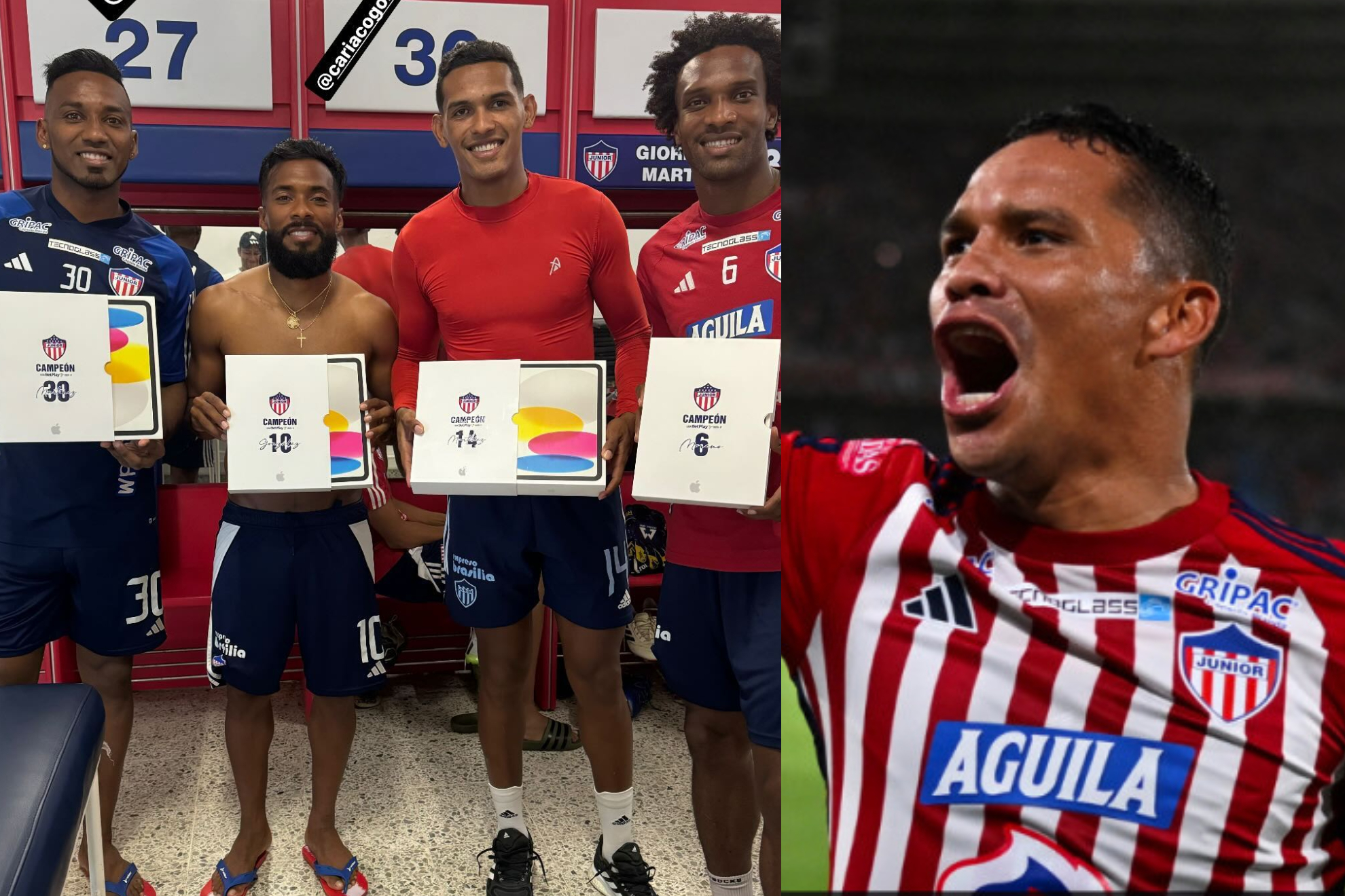 Regalo de Carlos Bacca a compañeros del Junior de Barranquilla (Instagram: Carlos Bacca, Junior de Barranquilla)