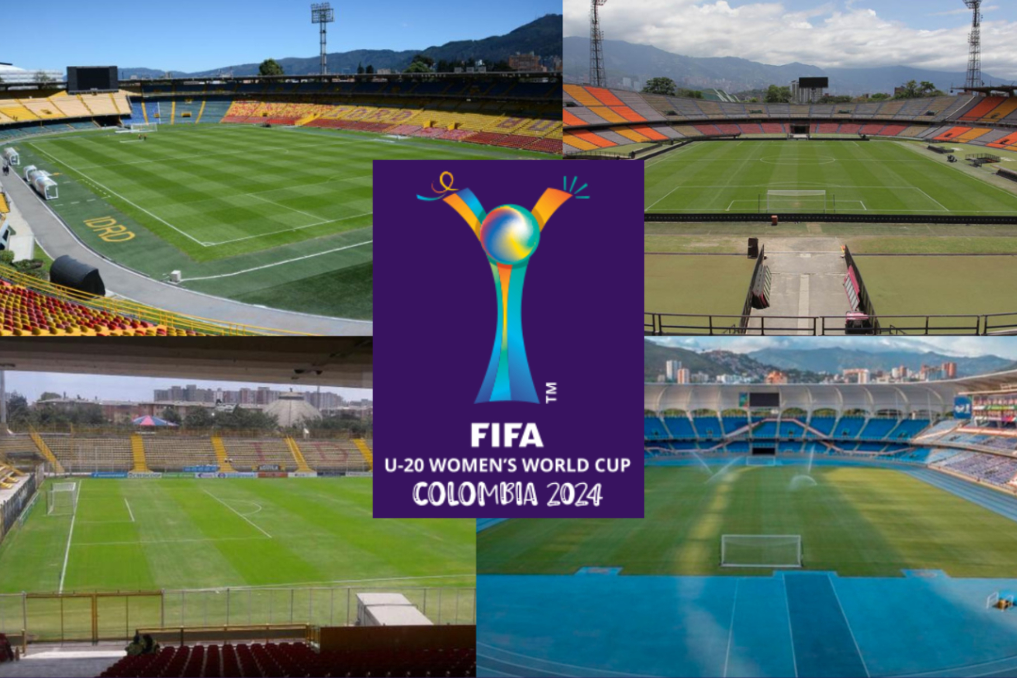 Estadios de Colombia para el Mundial Femenino Sub-20 2024 (Alcaldía Bogotá, Medellín y Cali - FIFA)