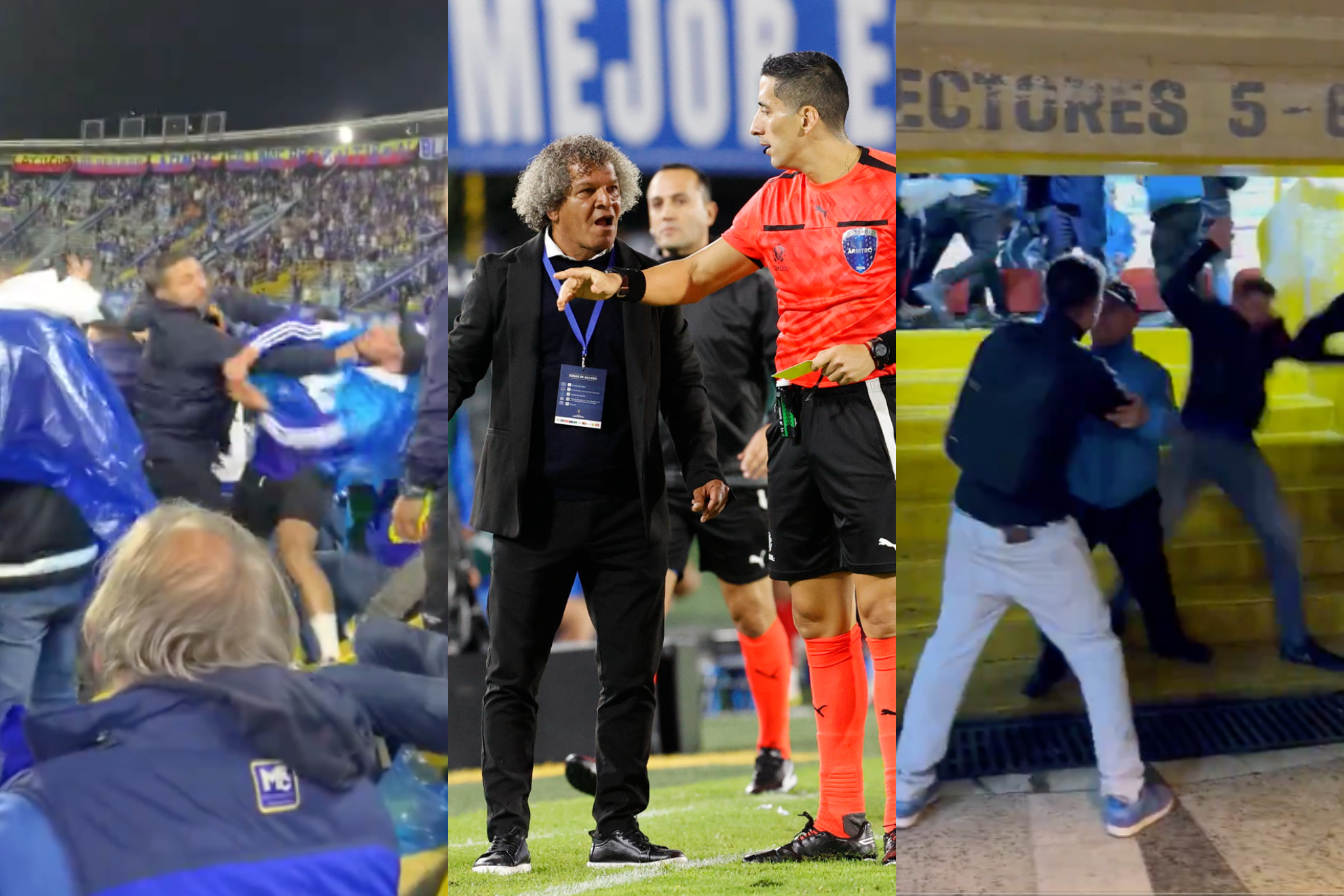 Hinchas de Millonarios pelean depsués del empate con Bolívar en Copa Libertadores ('X': EFE)