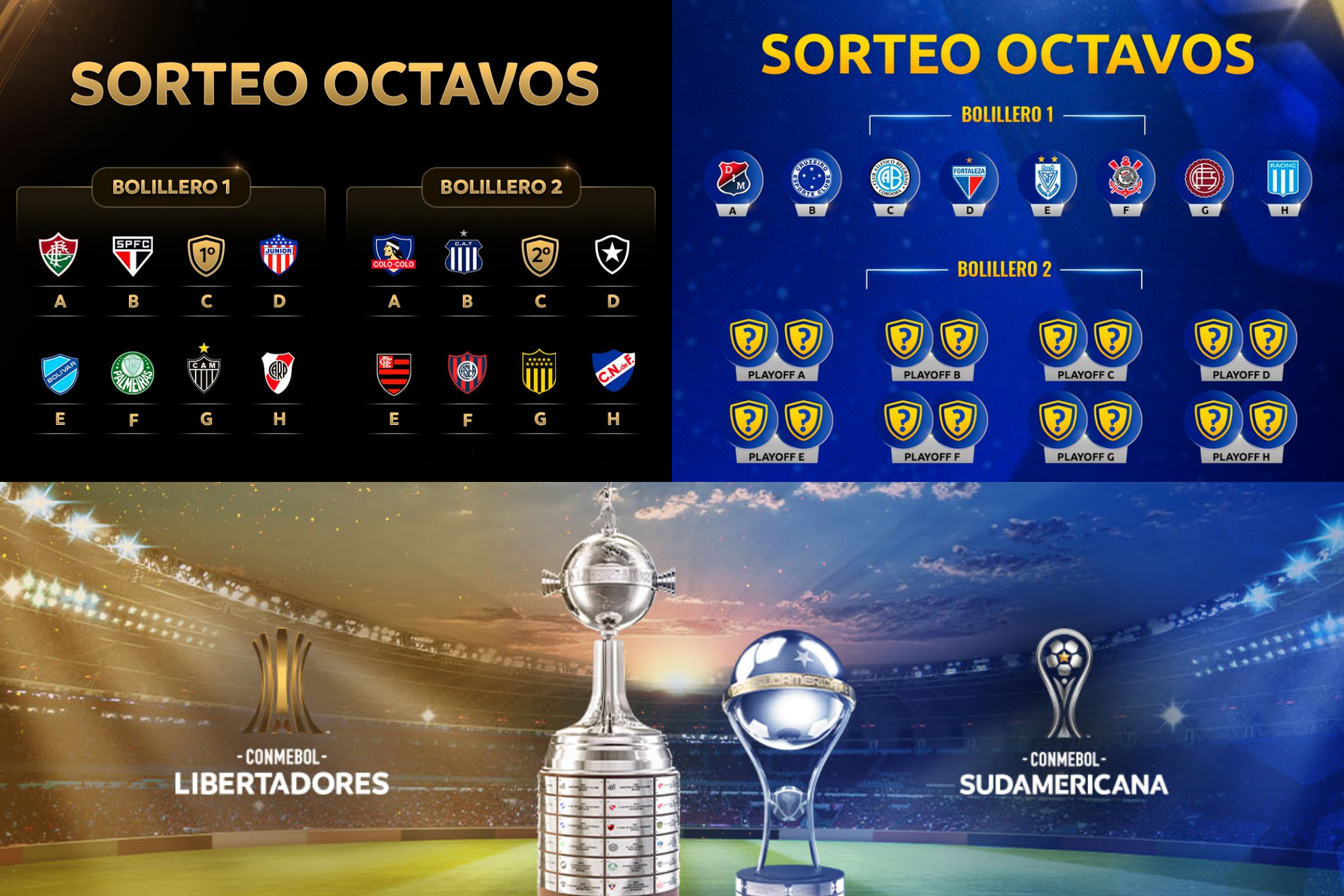 Sorteos de octavos y repcechaje de Copa Libertadores y Copa Sudamericana 2024 (Conmebol)