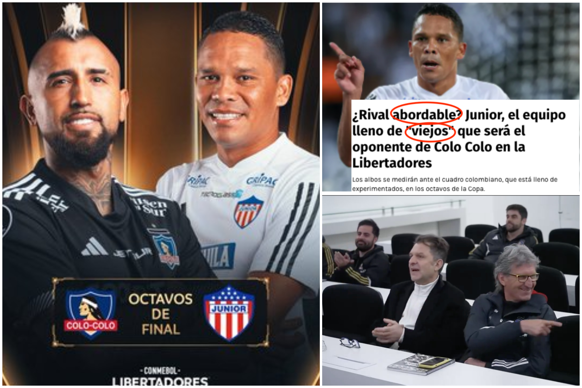 Prensa de Chile y directivos de Colo Colo celebran jugar con Junior en Libertadores ('X': Copa Libertadores, Colo Colo - Red Gol)
