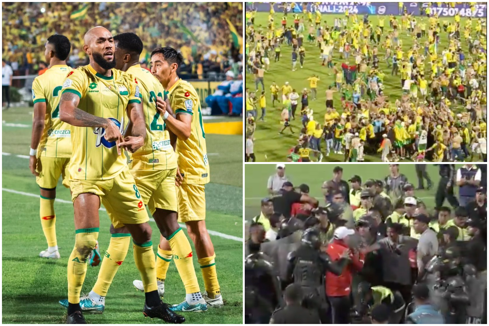 Invasión y agresiones después de final bucaramanga vs. Santa Fe de Liga BetPlay 1-2024 (Instagram: Bucaramanga - 'X')