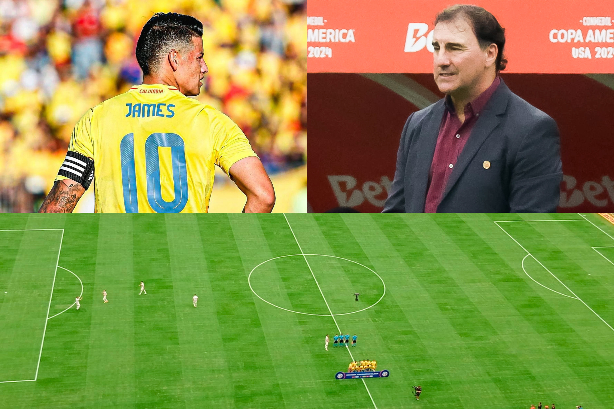 Néstro Lorenzo, James Rodríguez y otros jugadores de Colombia se quejaron por la cancha (Instagram: FCF - EFE)